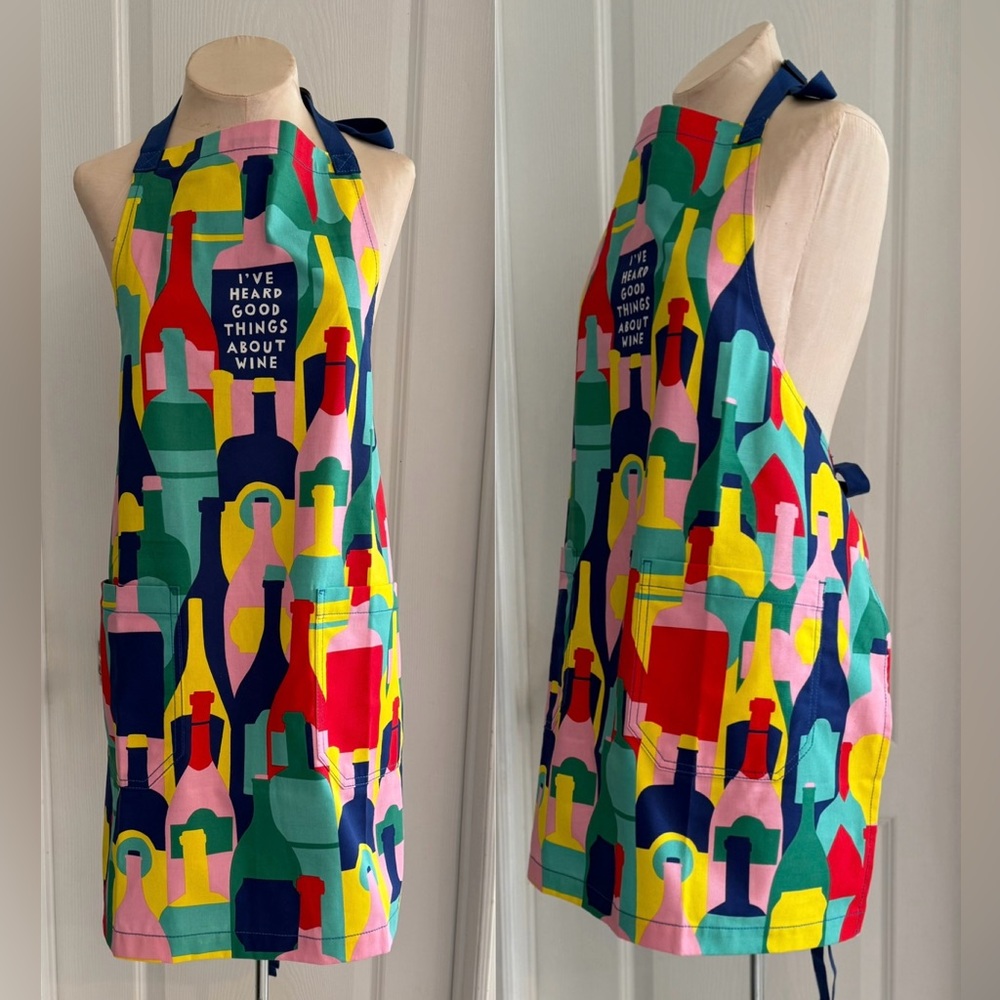 BLUE Q Whimsical Wine Bottle Apron FREE w $20  purchase